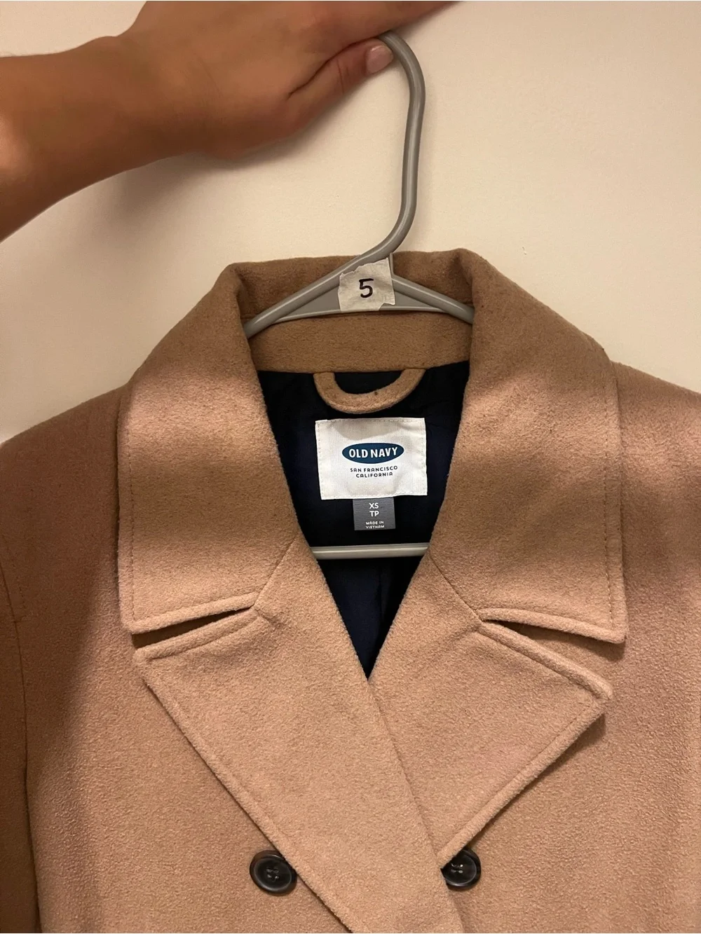 Old Navy Men's Camel Double-Breasted Peacoat